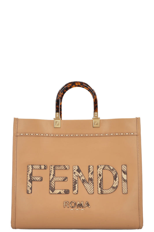 Fendi Tote Bag Sunshine Caramel Python Medium
