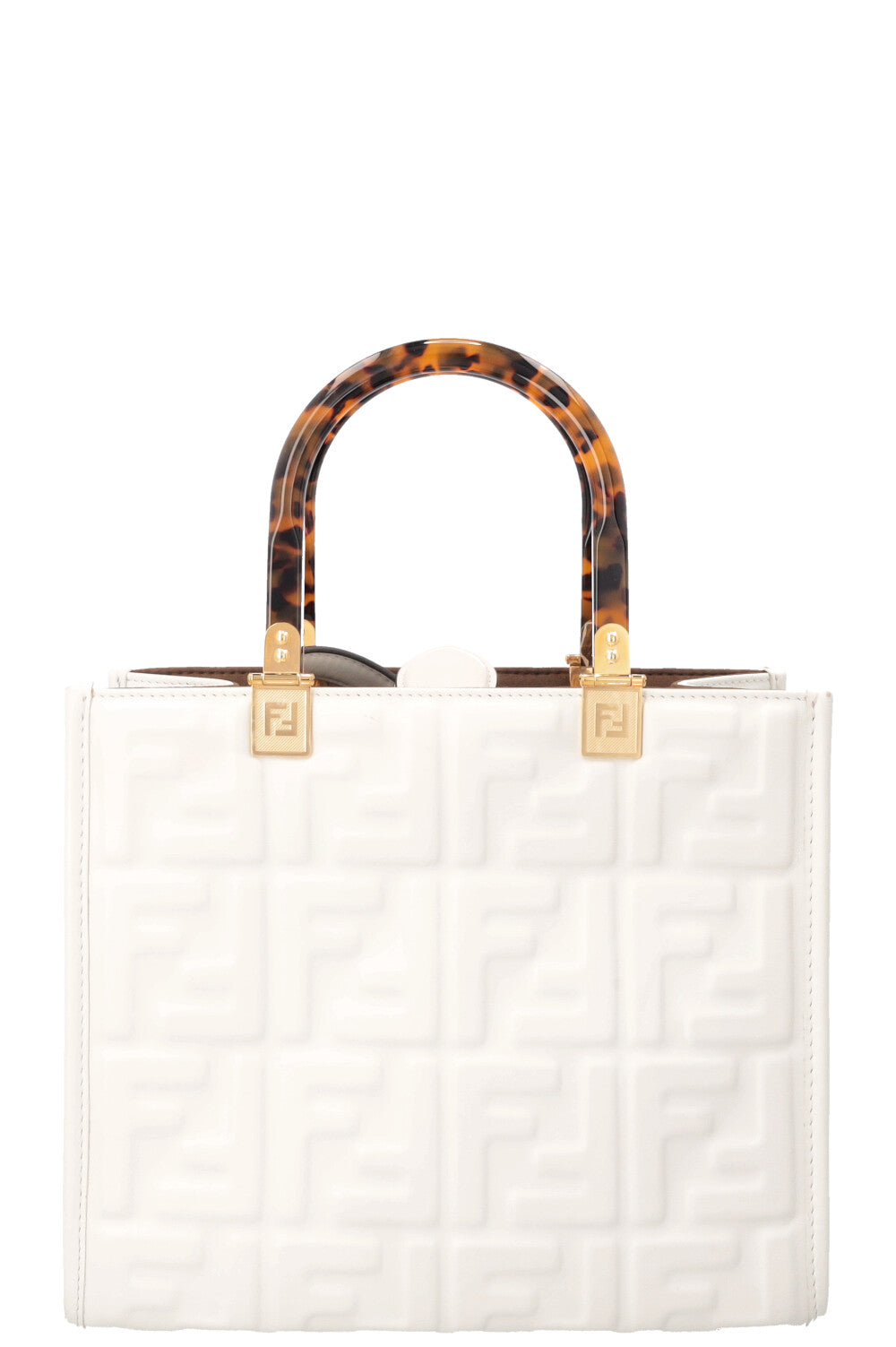 Fendi Sunshine Bag Zucca Leather White Handbag