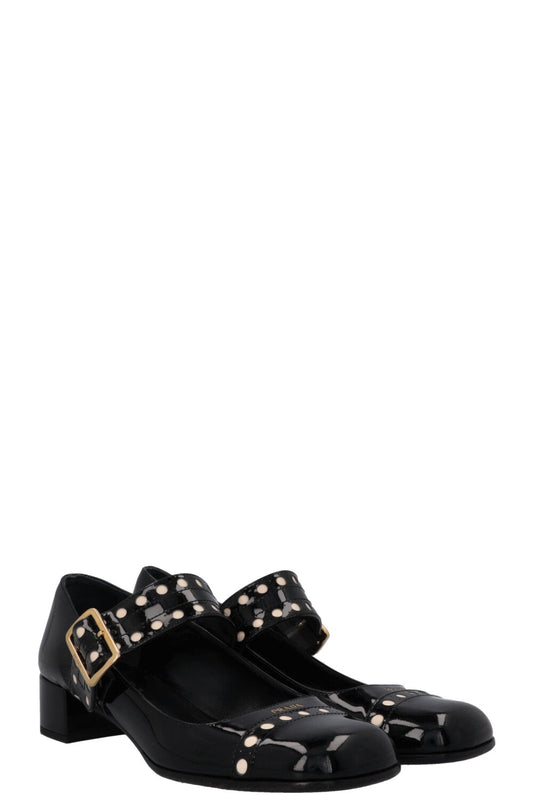 Prada Mary Jane Heels Patent Black Shoes