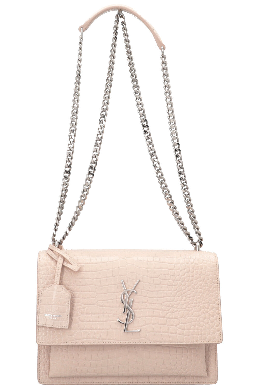 YSL Saint Laurent Crossbody Bag Sunset Croc Blush Pink Embossed