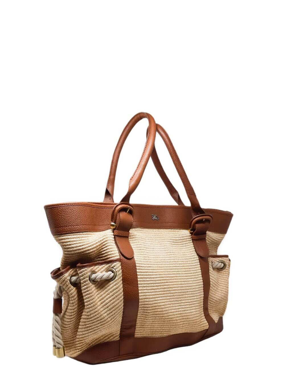 Burberry Cartera Figue Tote Bag Leather Canvas