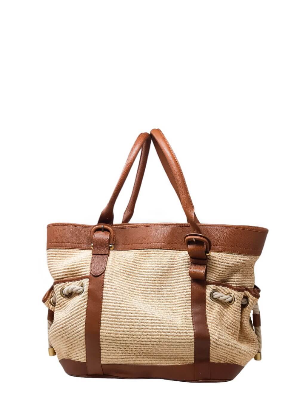 Burberry Cartera Figue Tote Bag Leather Canvas