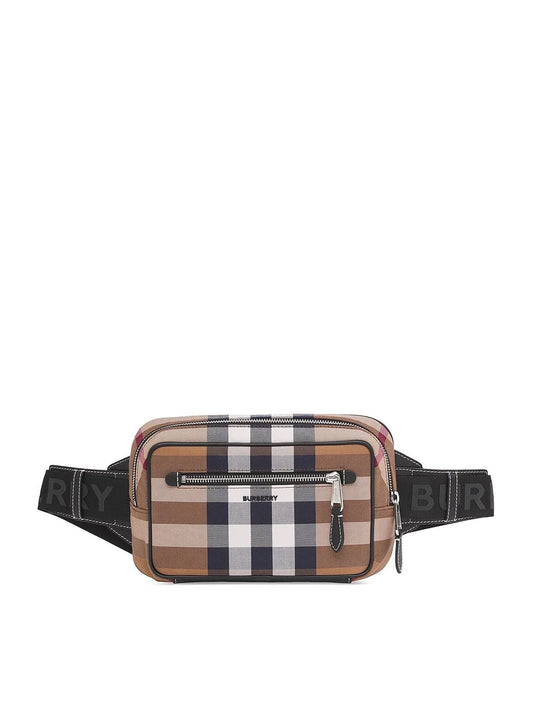 Burberry Check Print Belt Bag Leather Canvas