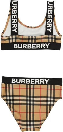 Burberry Girl Liana Icon Stripe Two Piece Bikini Set Travel Bag