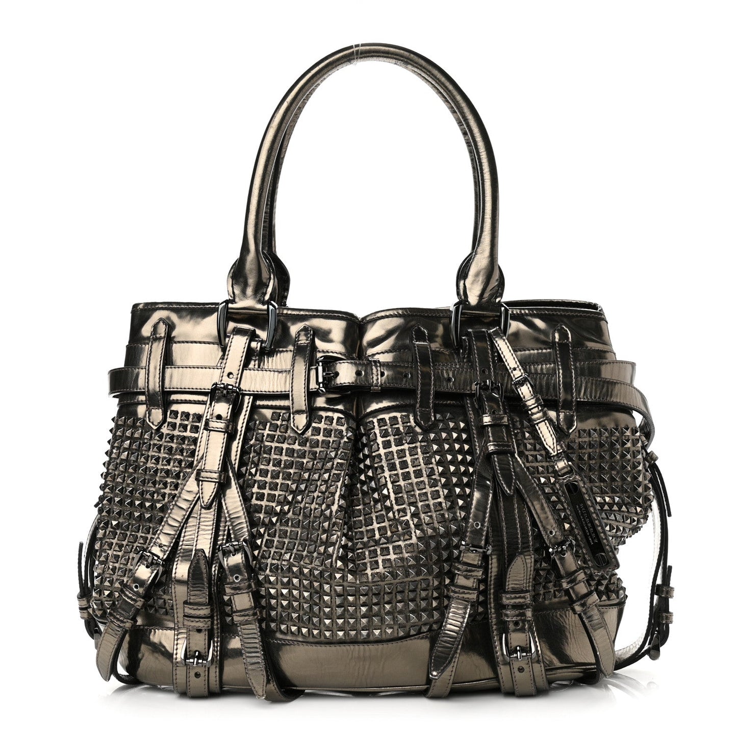 Burberry Rowan Studded Satchel Pewter Satchel Bag