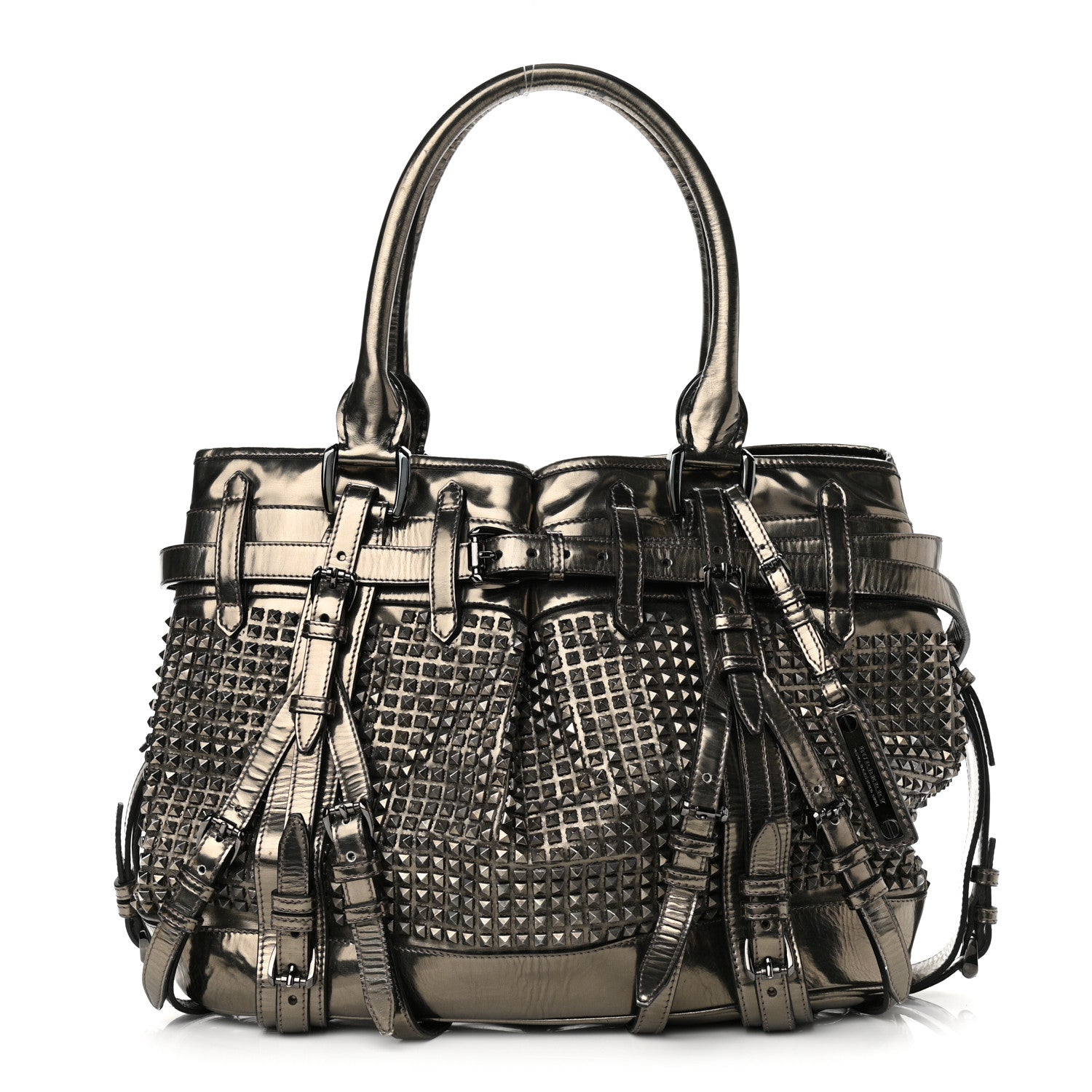 Burberry Rowan Studded Satchel Pewter Satchel Bag