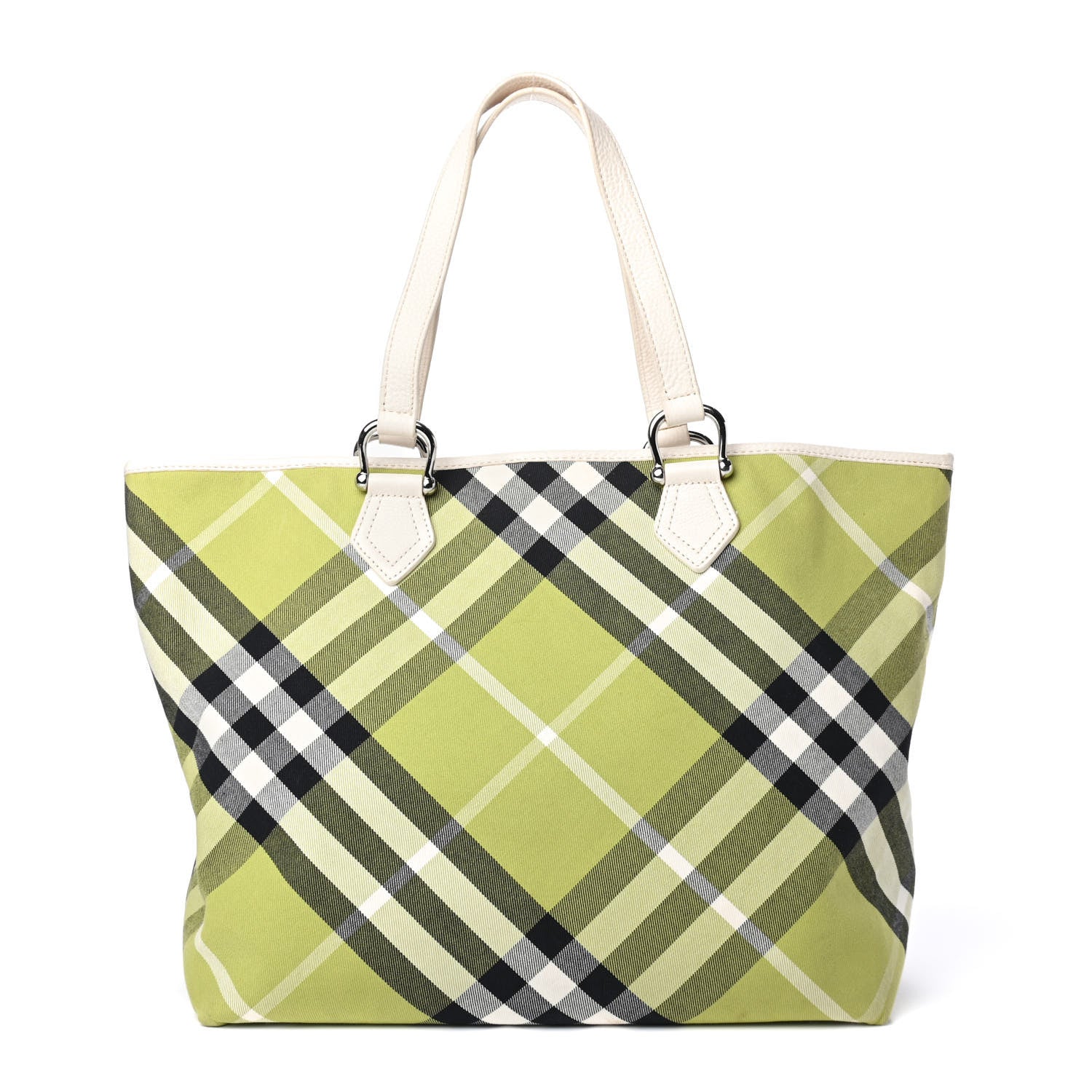 Burberry Nova Check Lime Shopper Tote Bag Green