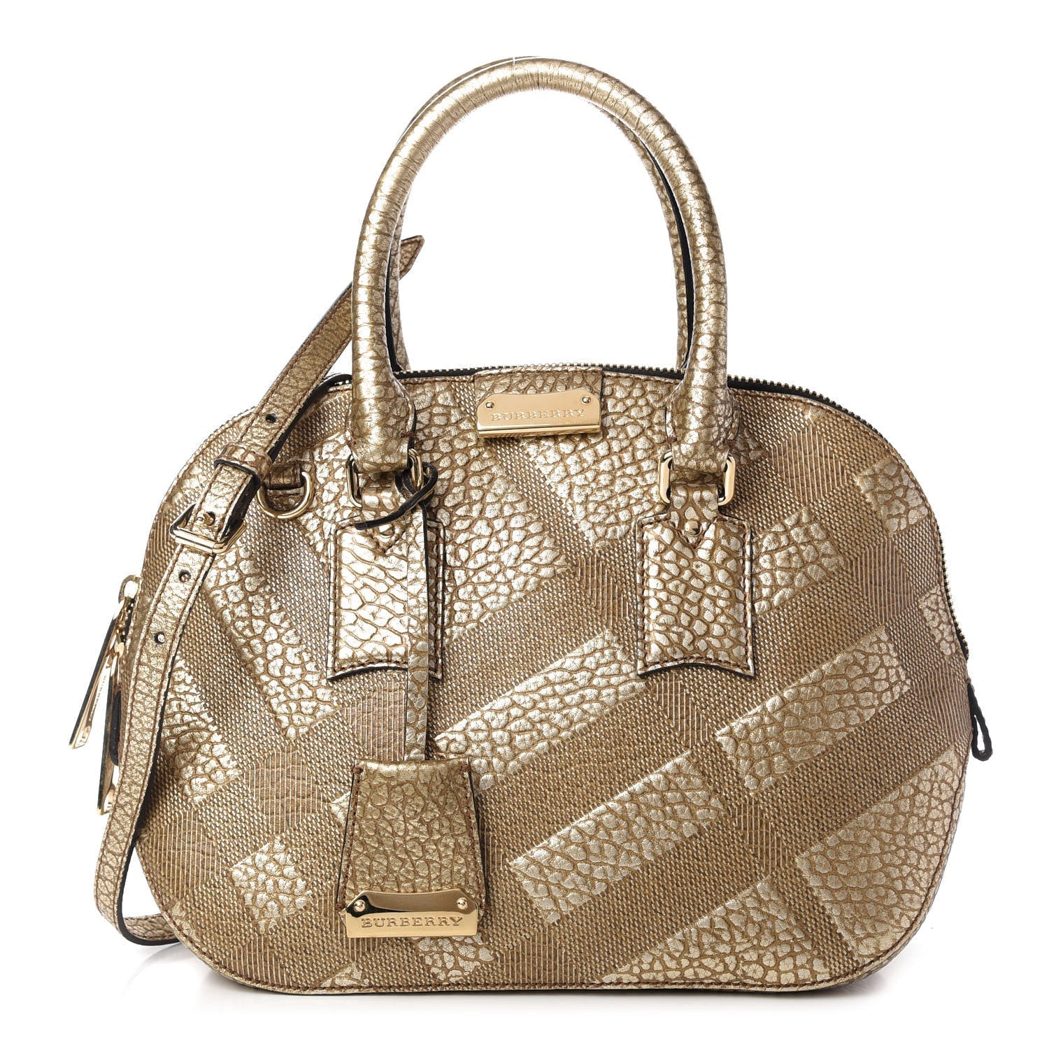 Burberry Orchard Check Bag Leather Small Travel Bag