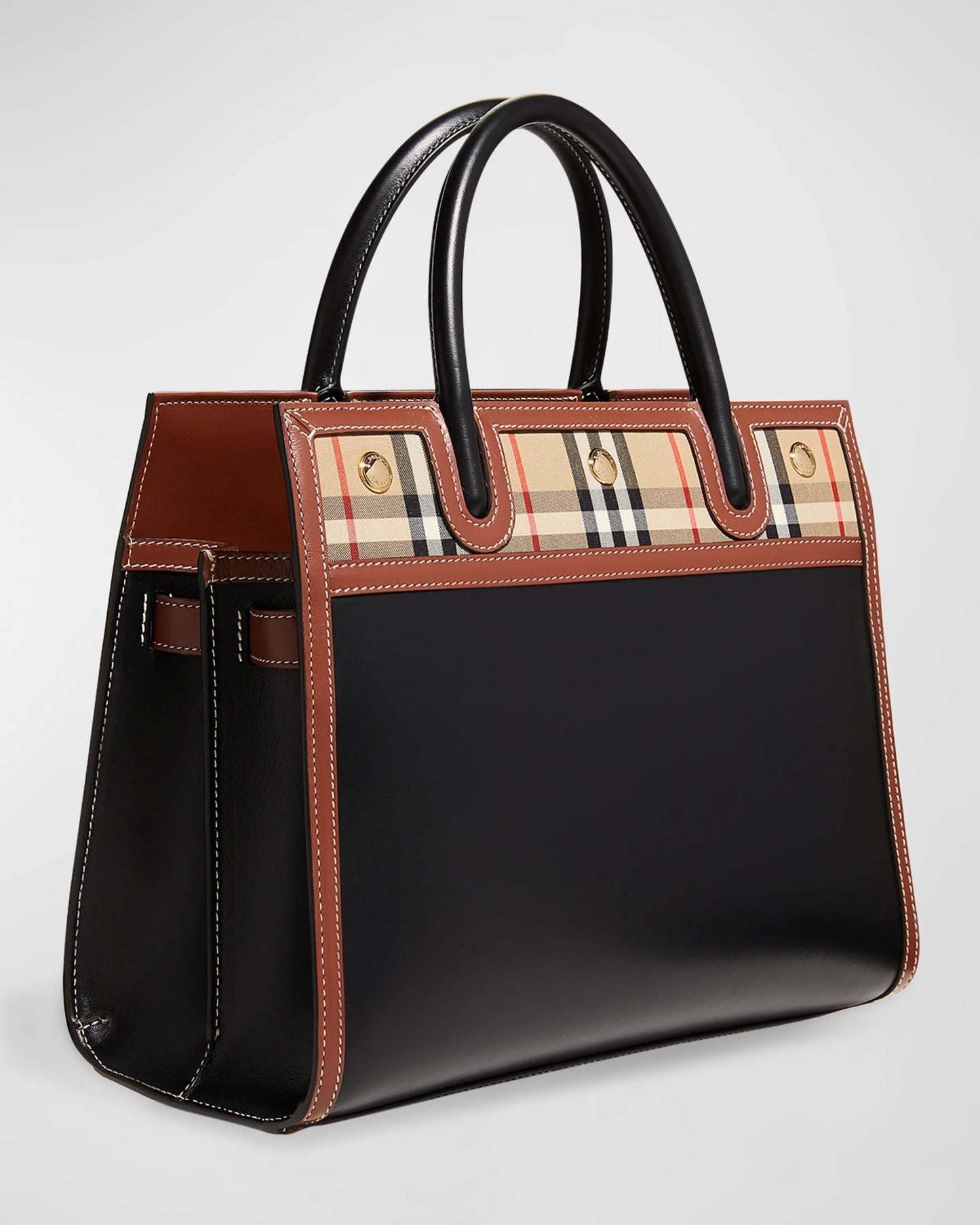 Burberry Title Check Trim Tote Bag Small