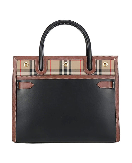 Burberry Title Check Trim Tote Bag Small