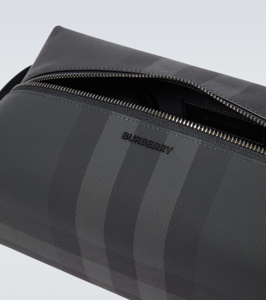 Burberry Ho Check Travel Pouch Travel Bag Leather