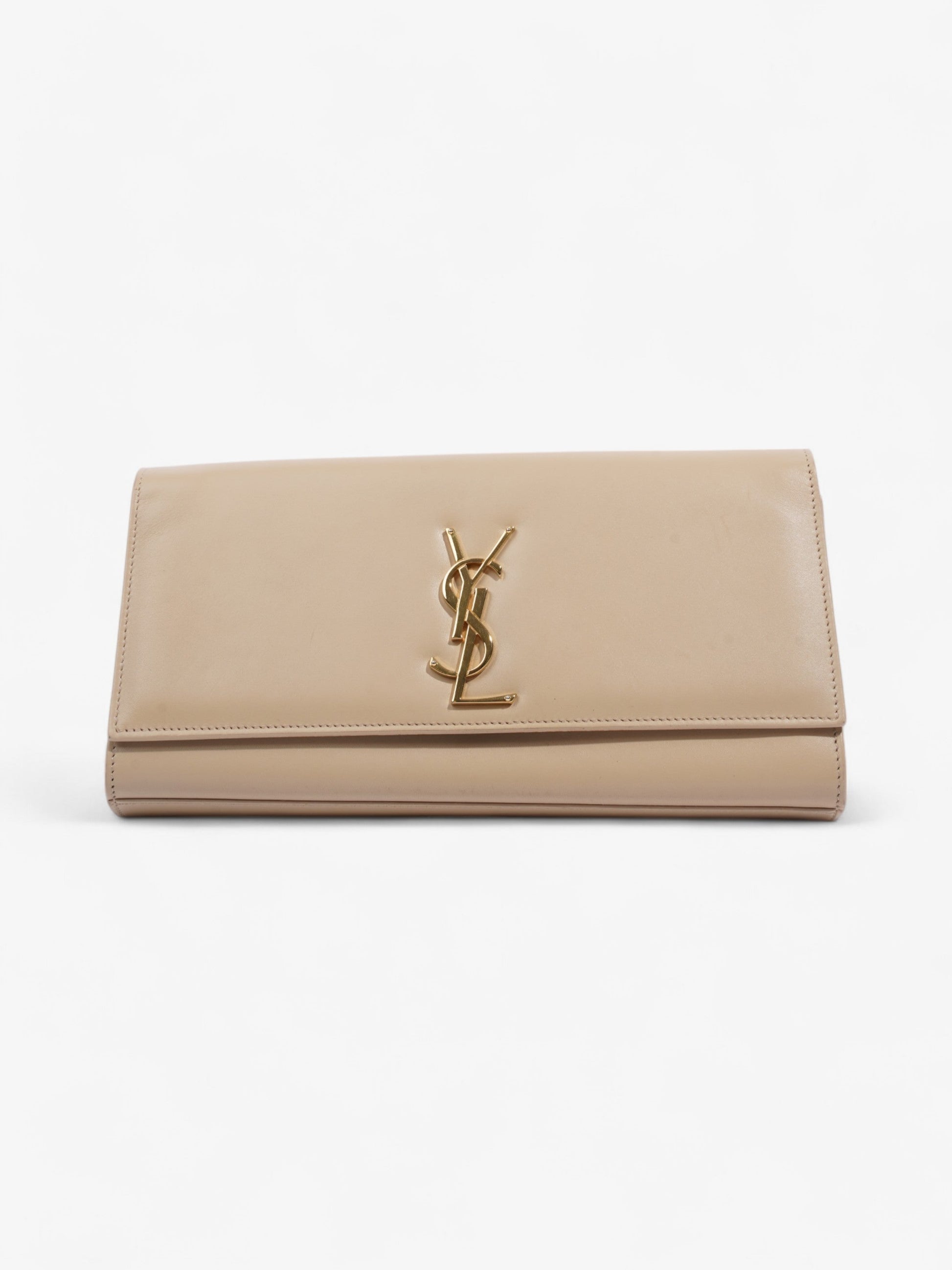 YSL Saint Laurent Kate Clutch Leather Monogram Beige Clutch Bag