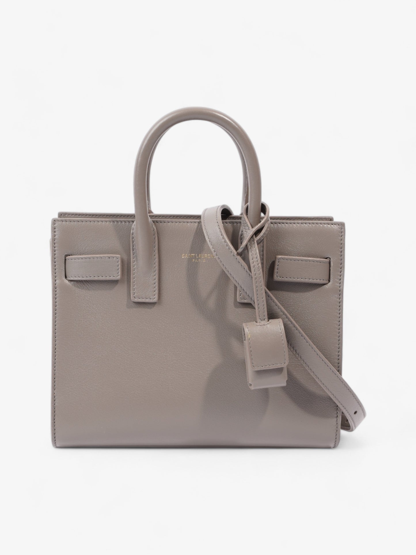 YSL Saint Laurent Nano Sac De Jour Grey Handbag Leather Gray Travel Bag