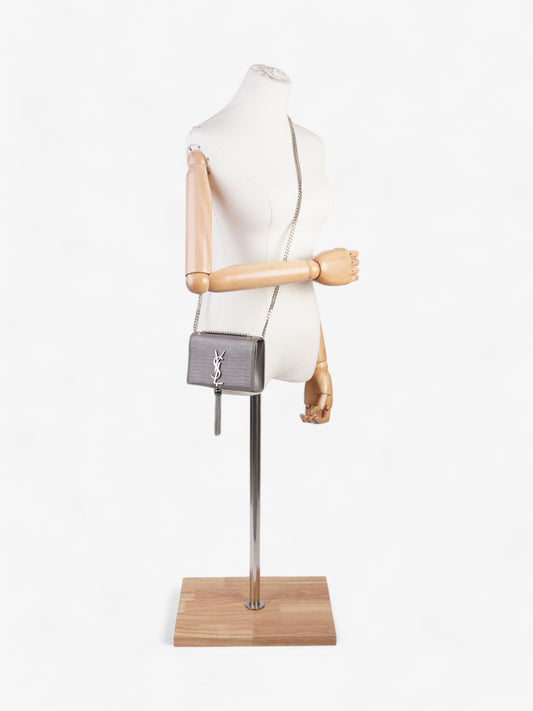 YSL Saint Laurent Kate Tassel Grey Crossbody Bag Leather Gray Small