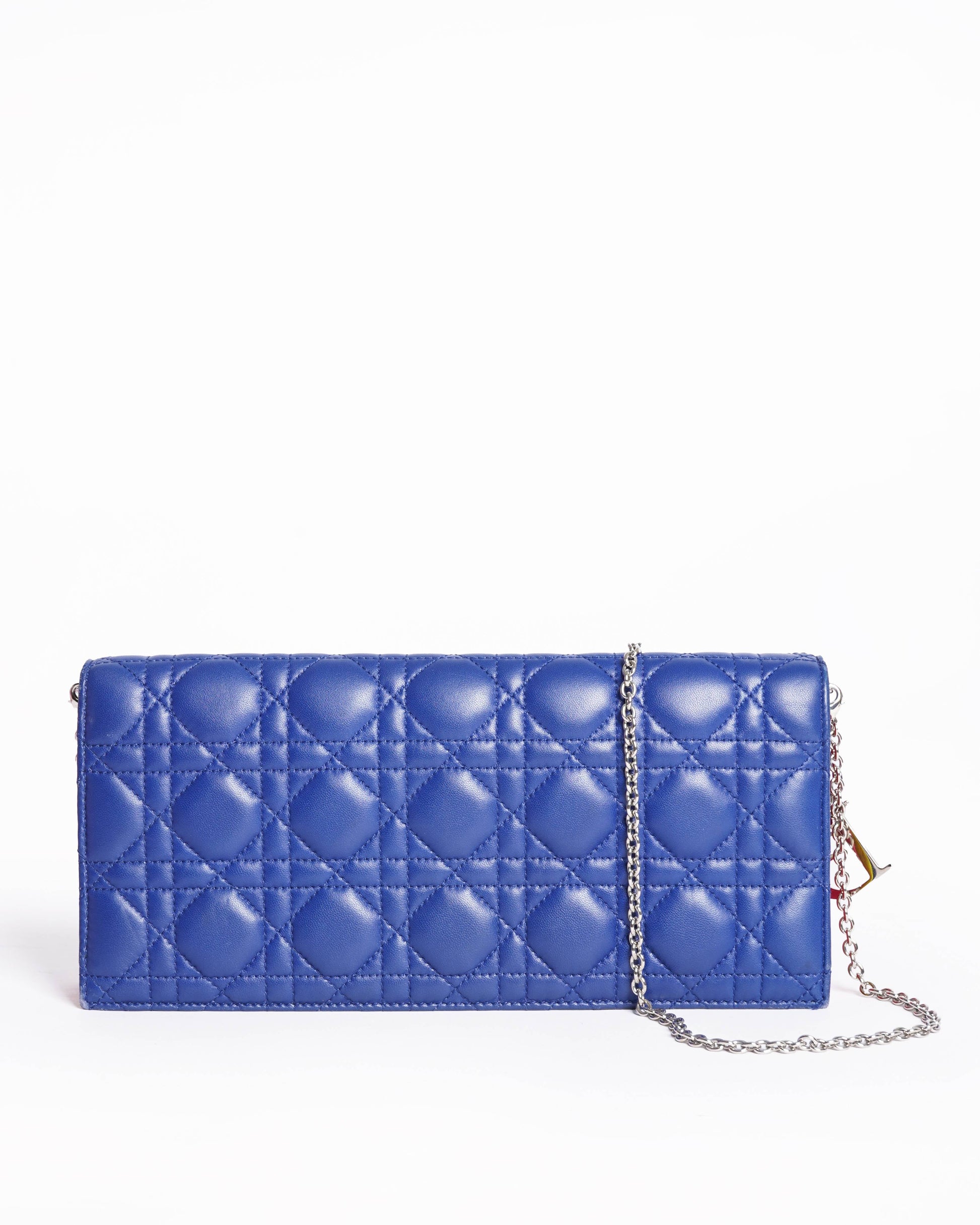 Dior Handbag Christian cannage wallet on Quilted Blue Chain Crossbody Bag