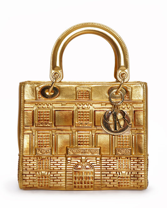Dior Handbag New Christian Lady Art Limited Edition Gold Shoulder Bag