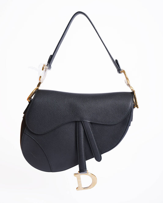 Dior Handbag Christian Saddle Bag In Black Top Handle Shoulder Bag