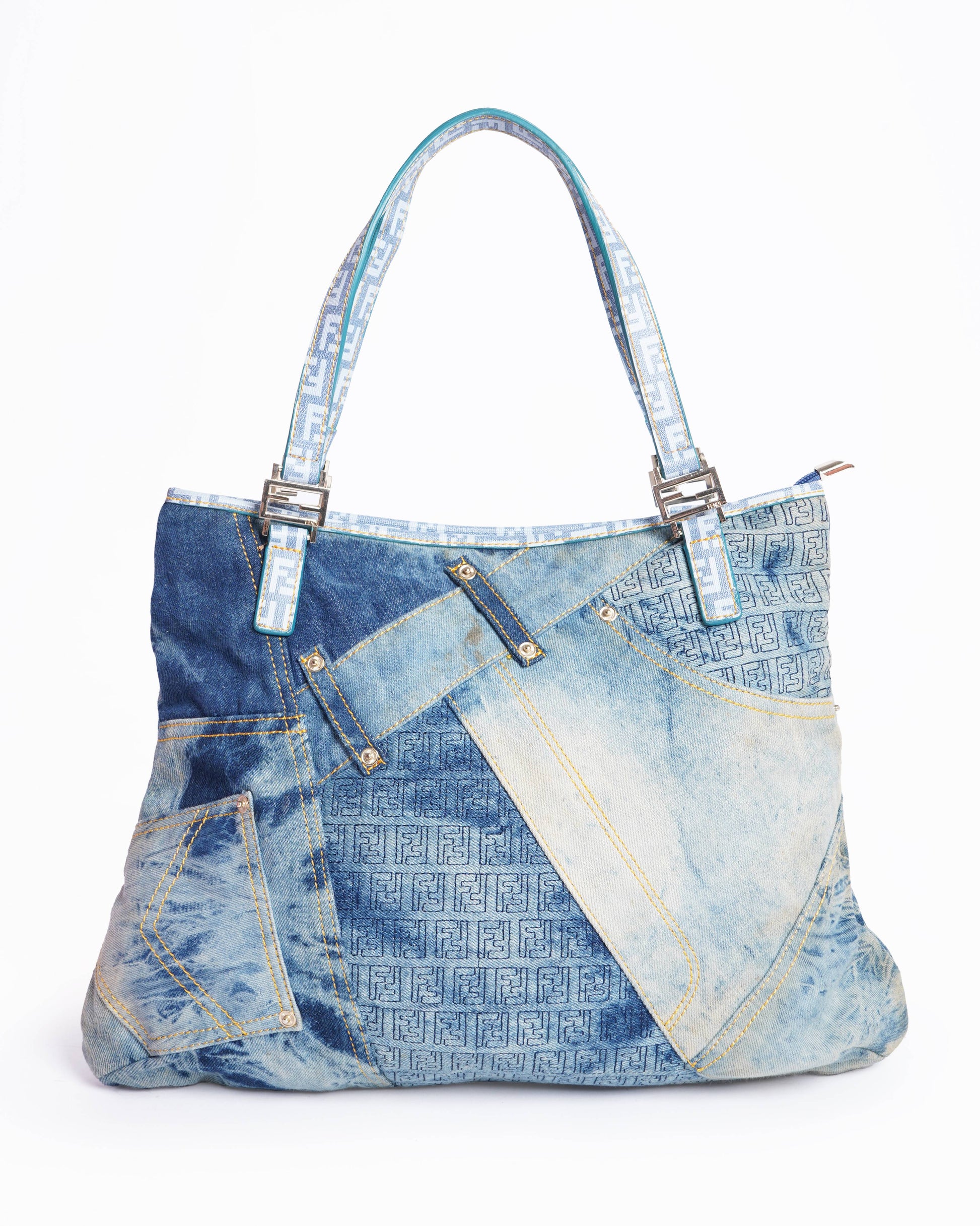 Fendi Handbag ff tote bag Denim Logo Shoulder Bag