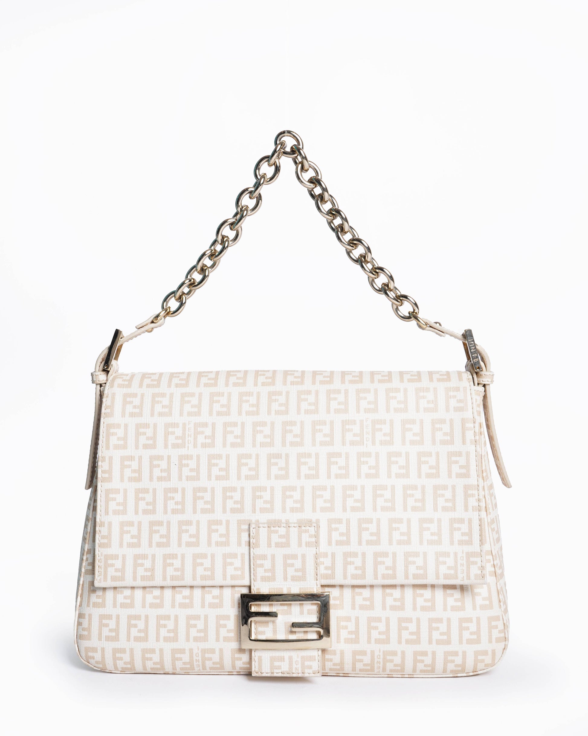 Fendi Handbag Light Zucchino Mama Forever Shoulder Canvas Gold Cream Shoulder Bag