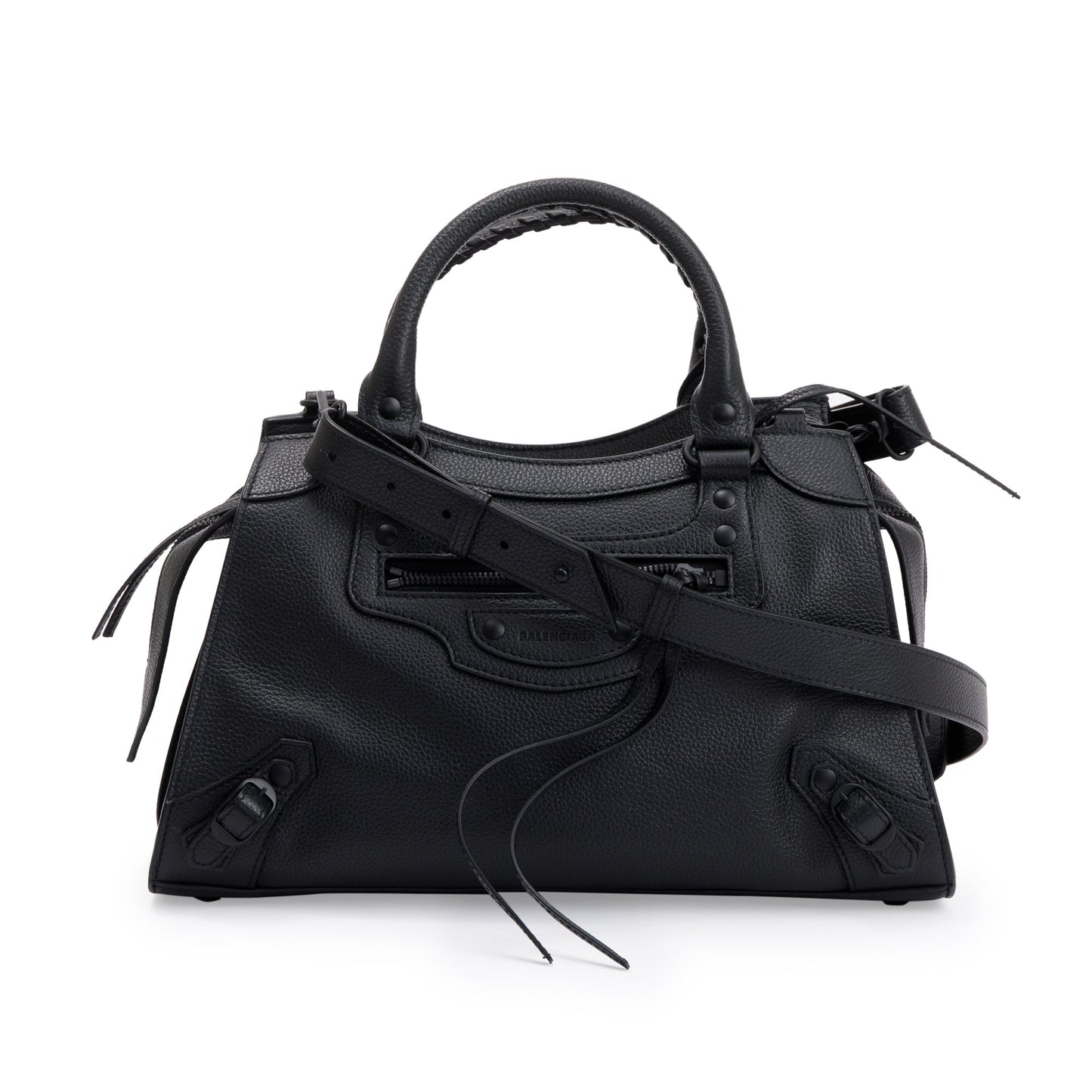 Balenciaga Calfskin Neo Classic Top Handle Bag Leather Black Travel Bag Receipt 44917