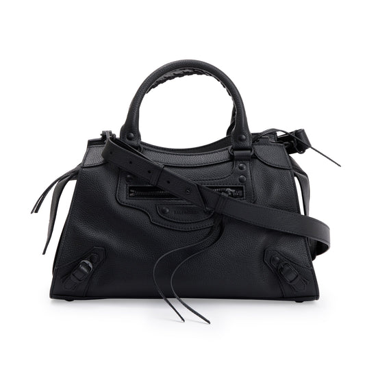 Balenciaga Calfskin Neo Classic Top Handle Bag Leather Black Travel Bag Receipt 44917