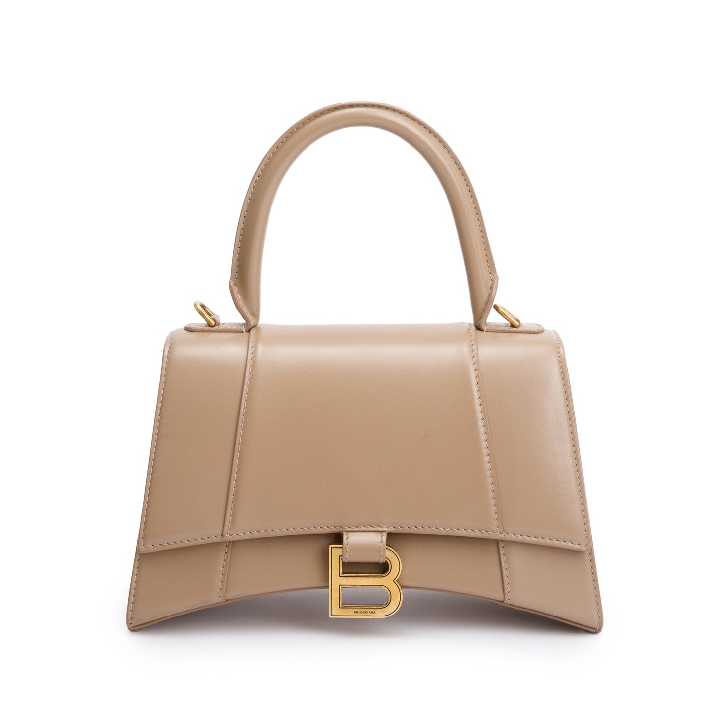 Balenciaga Hourglass Top Handle Bag Leather Beige Travel Bag