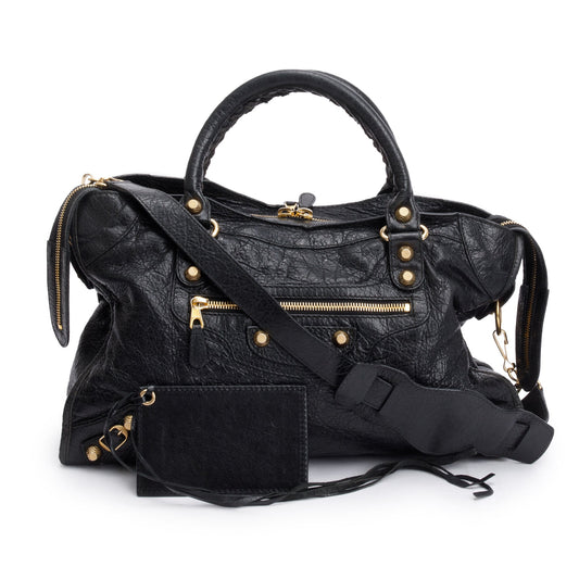Balenciaga Agneau Giant City Bag Leather Black Travel Bag