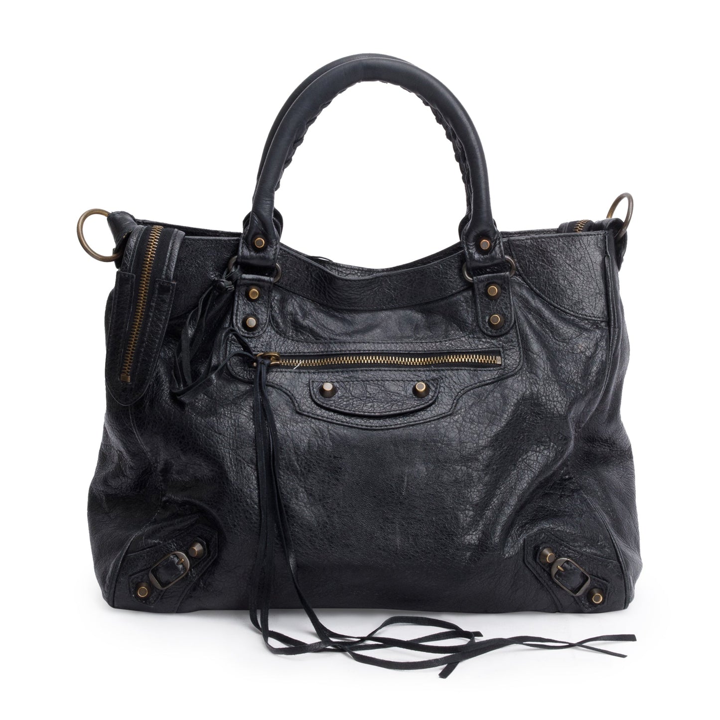 Balenciaga Agneu Motocross Classic City Velo Bag Leather Black Travel Bag