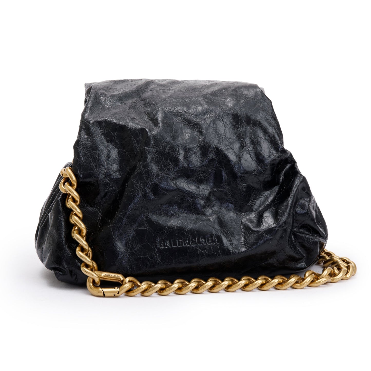 Balenciaga Arena Calf Puffer Shoulder Bag Leather Black