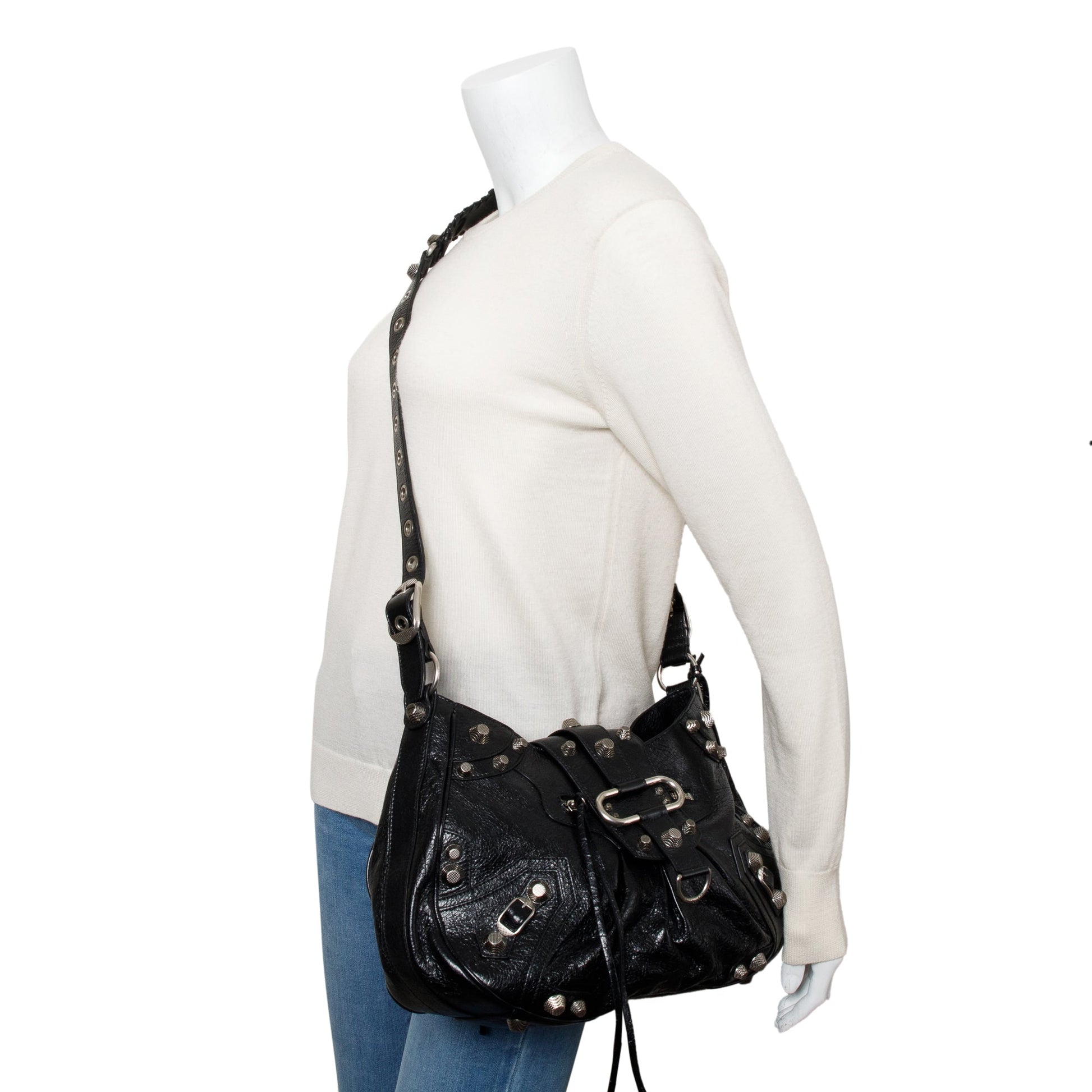 Balenciaga Arena Le Cagole Shoulder Bag Leather Black