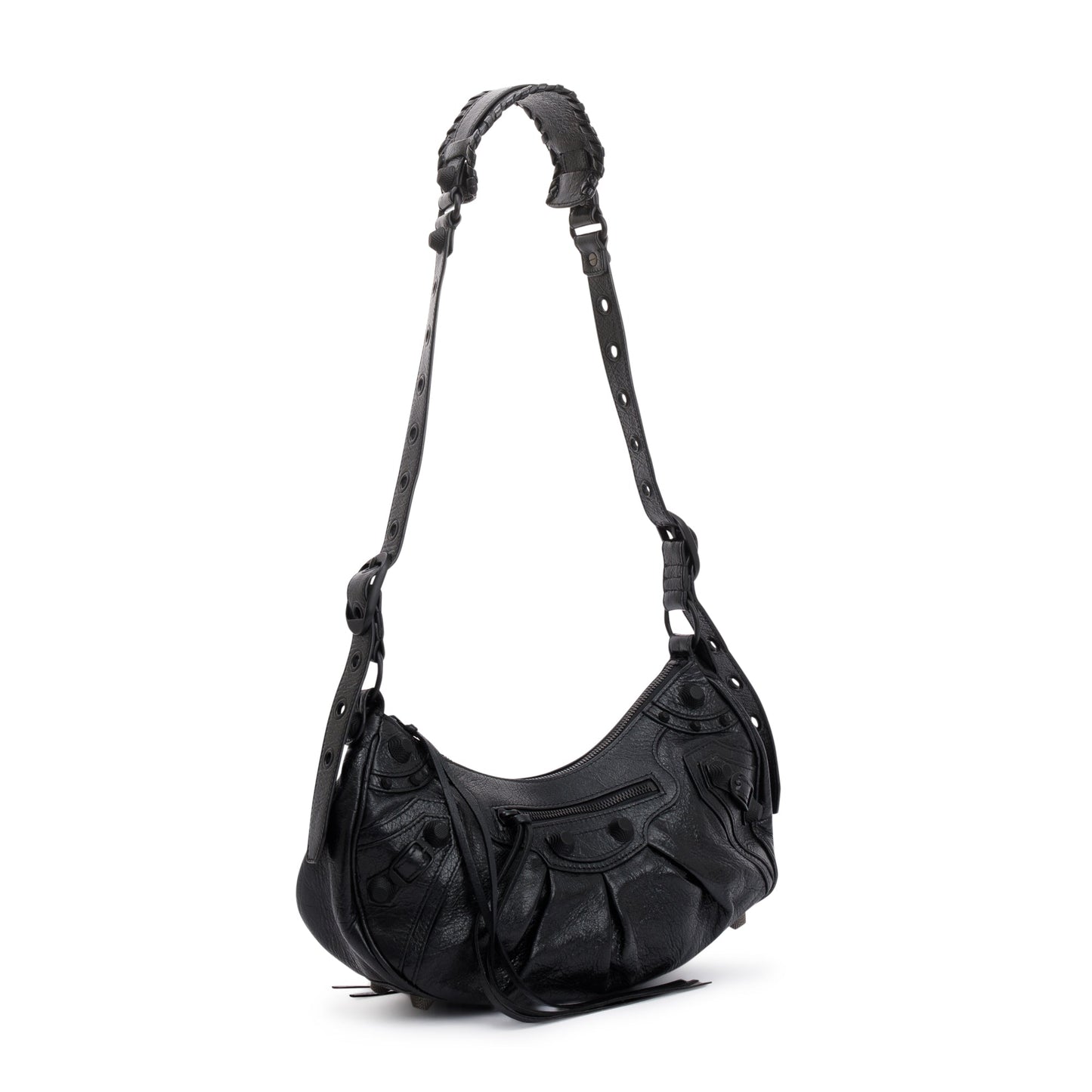 Balenciaga Arena Le Cagole Shoulder Bag Leather Black Pouch 43745