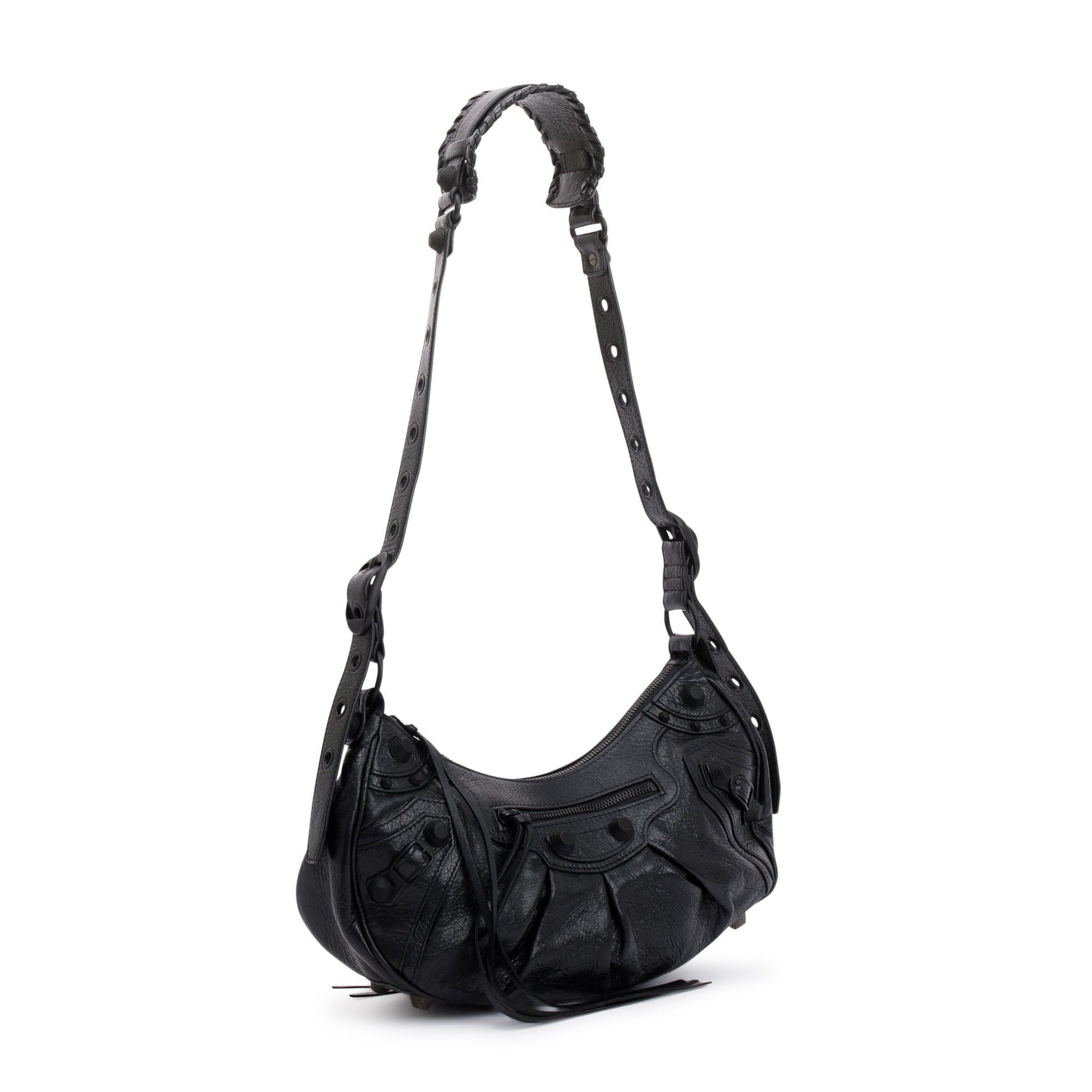 Balenciaga Arena Le Cagole Shoulder Bag Leather Black Pouch 43745