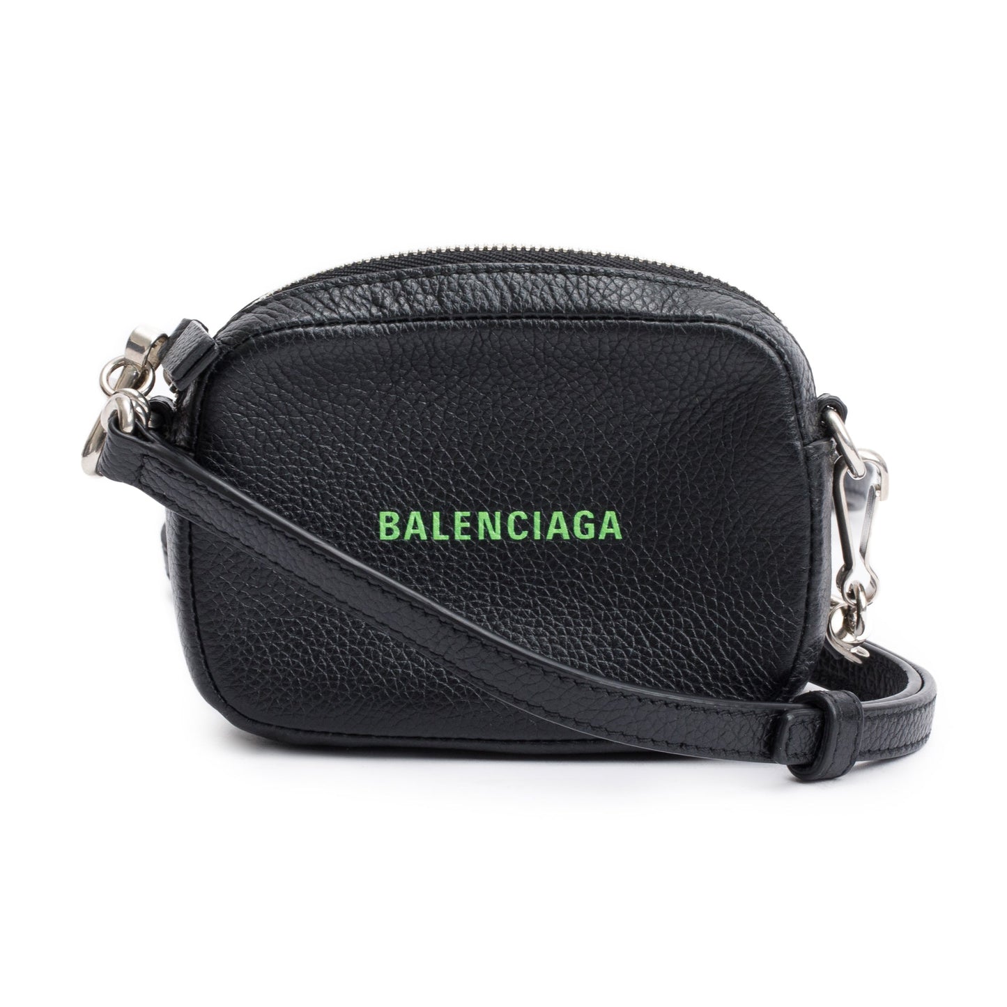 Balenciaga Calfskin Logo Cash Crossbody Leather Black Crossbody Bag