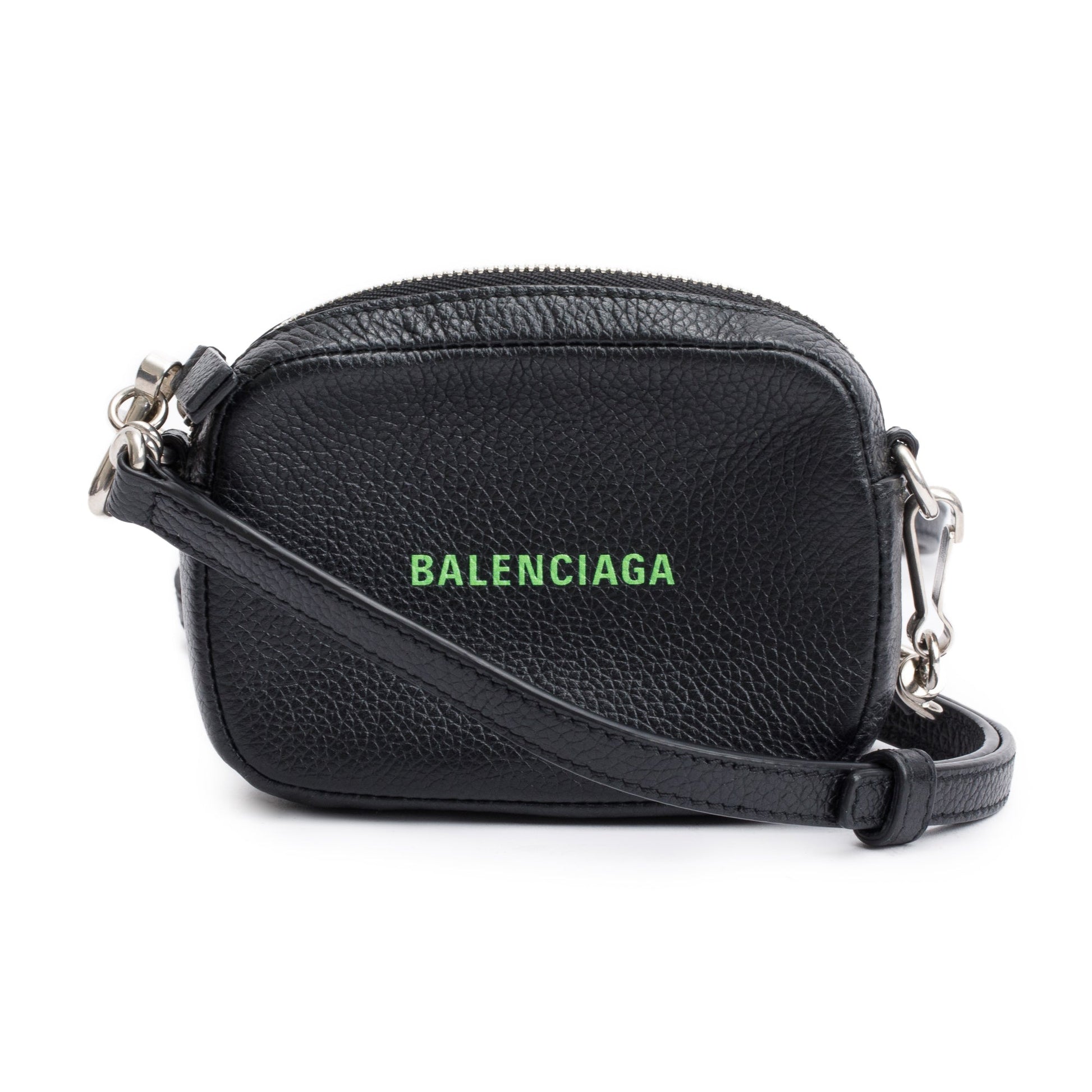 Balenciaga Calfskin Logo Cash Crossbody Leather Black Crossbody Bag