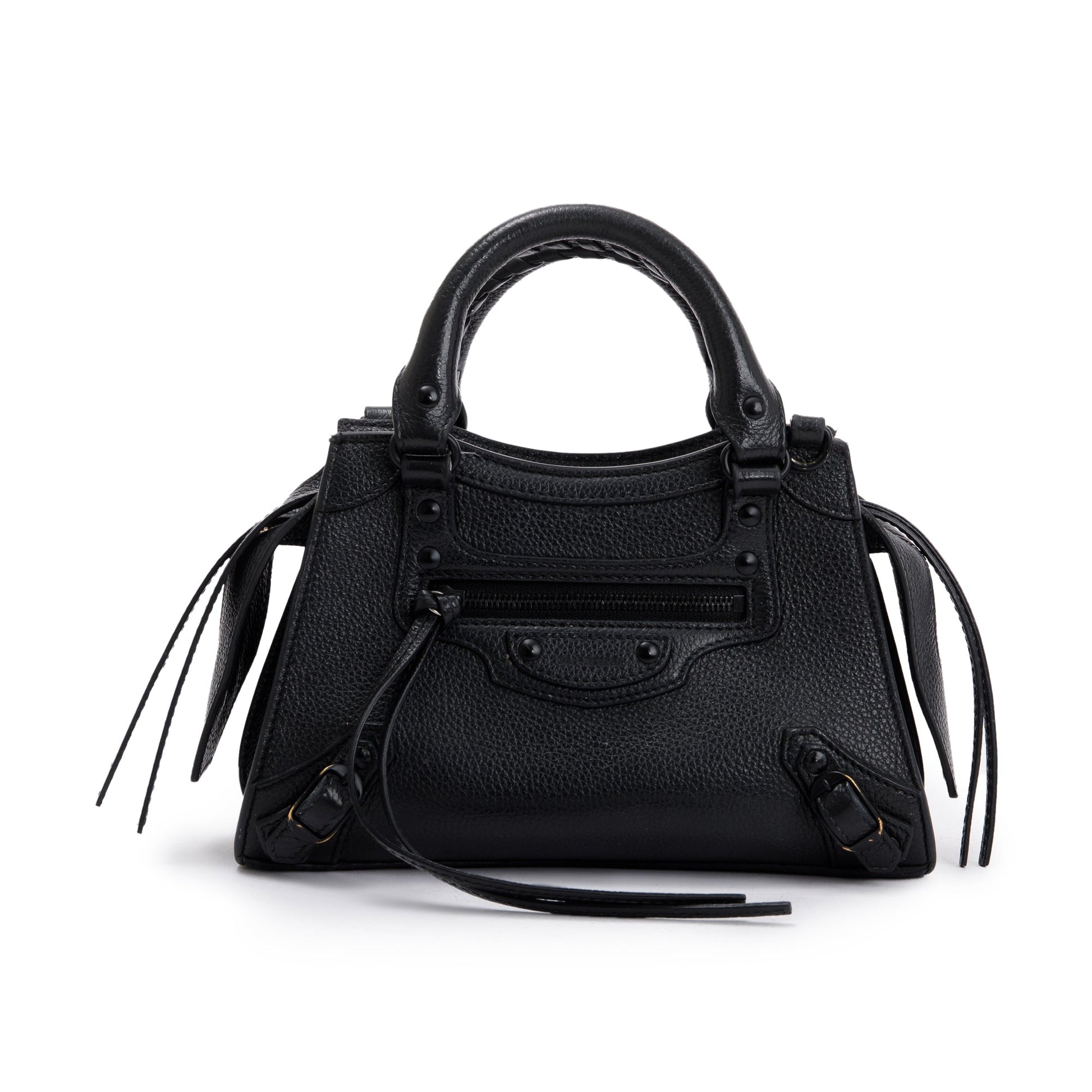 Balenciaga Calfskin Neo Classic Top Handle Bag Leather Black Travel Bag