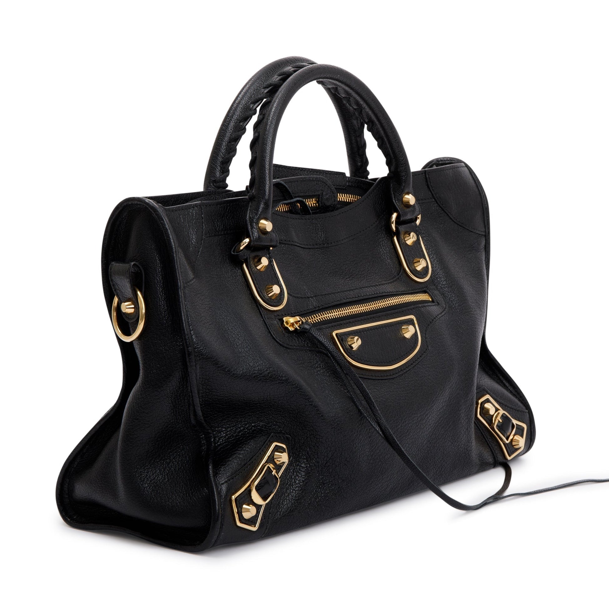 Balenciaga Chevre Metallic Edge City Bag Leather Black Travel Bag