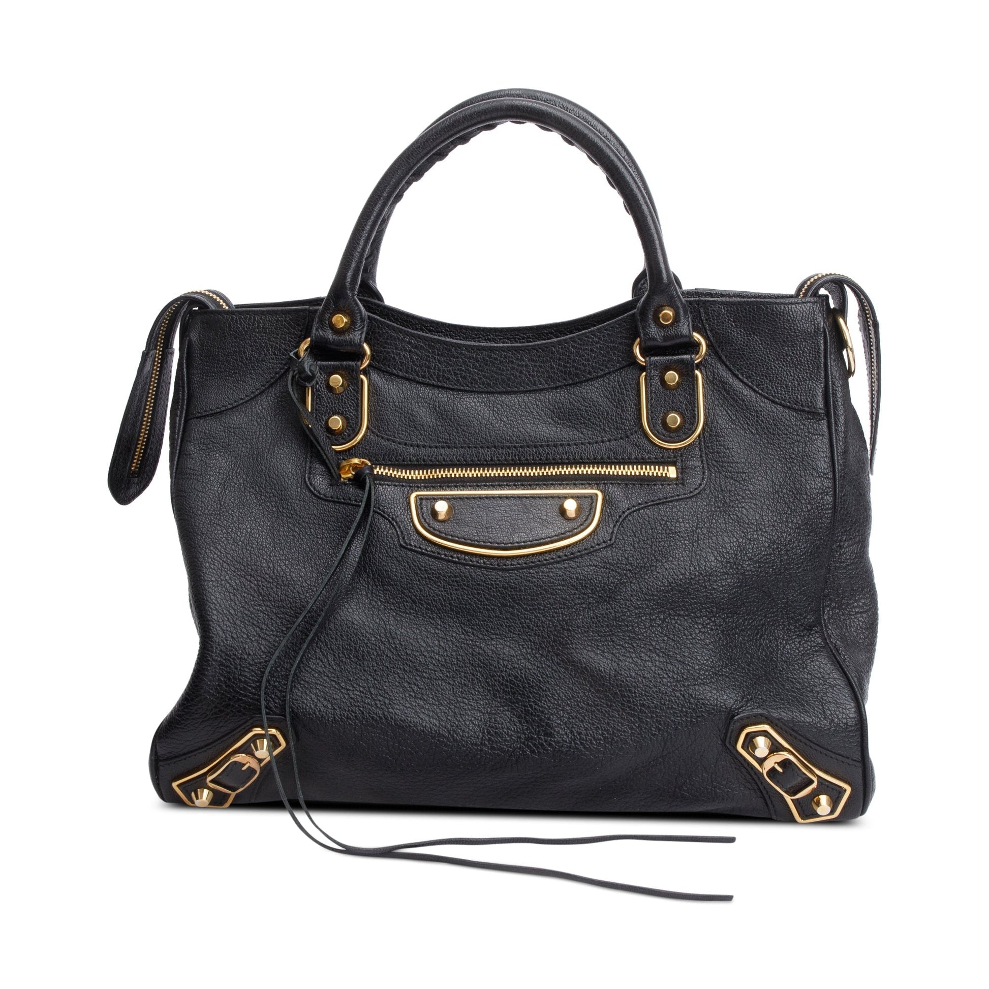 Balenciaga Chevre Metallic Edge Velo City Bag Leather Black Travel Bag