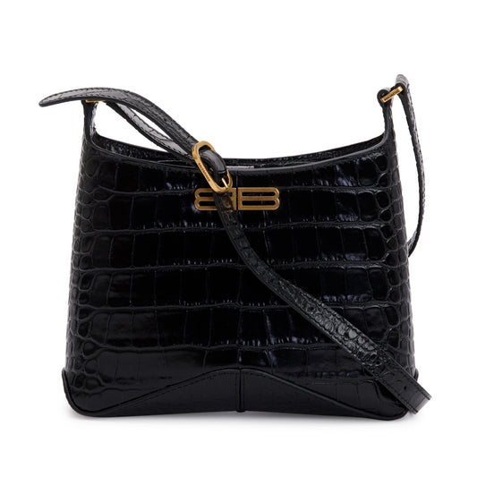Balenciaga Croc Embossed Xx Hobo Bag Leather Black Travel Bag