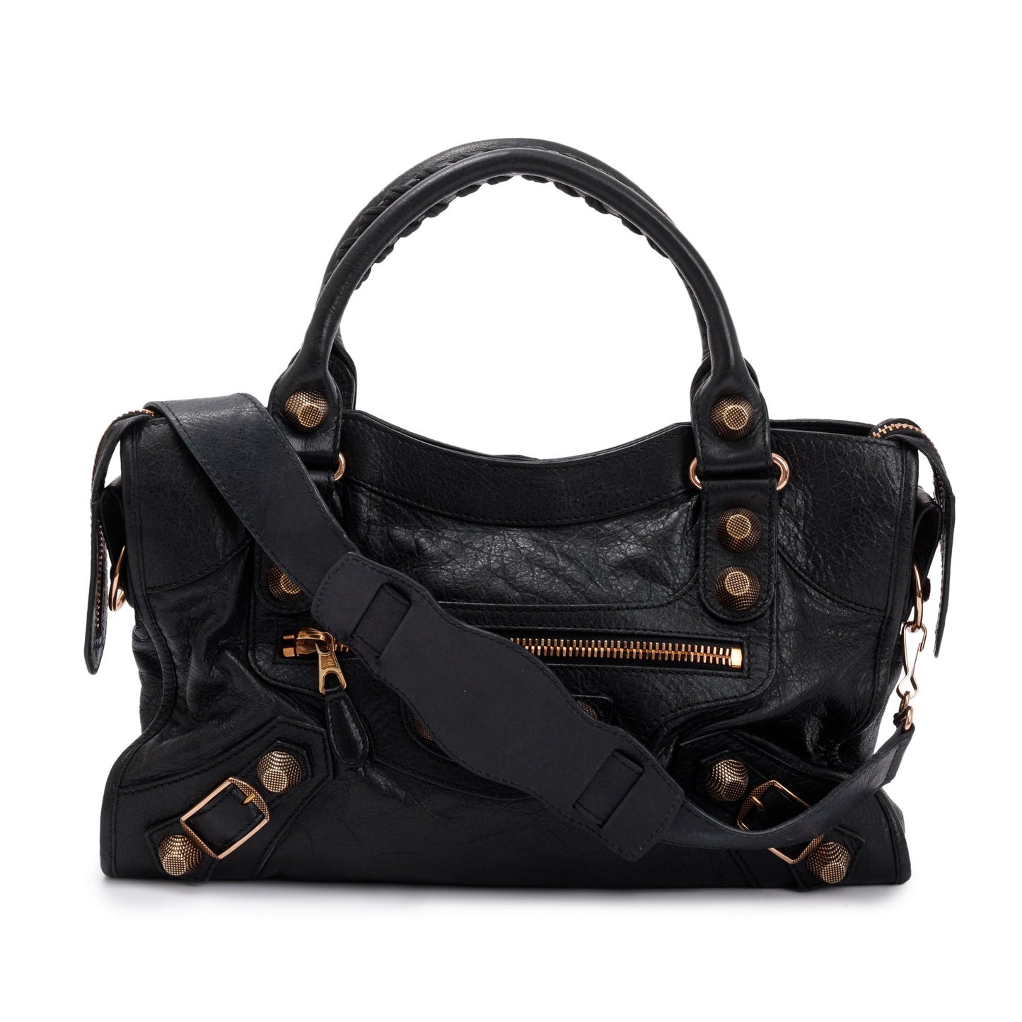 Balenciaga Distressed Arena Giant City Bag Leather Black Travel Bag