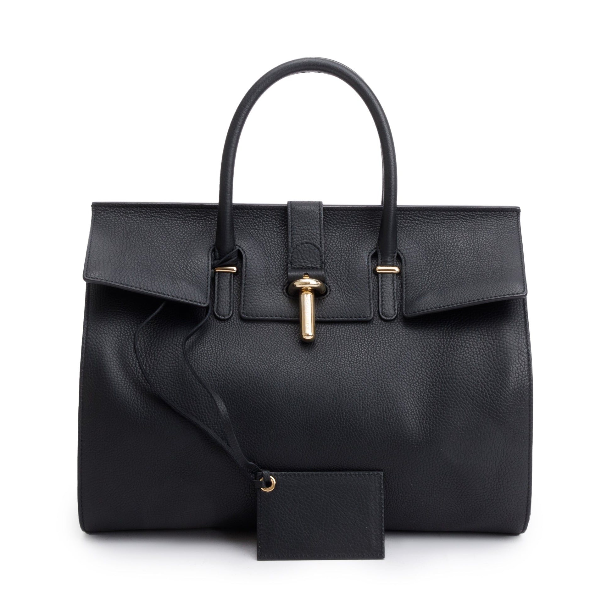 Balenciaga Tube Round Tote Leather Black Tote Bag