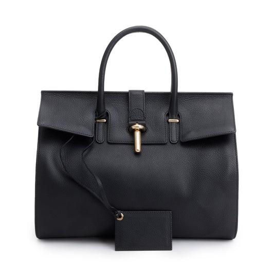 Balenciaga Tube Round Tote Leather Black Tote Bag