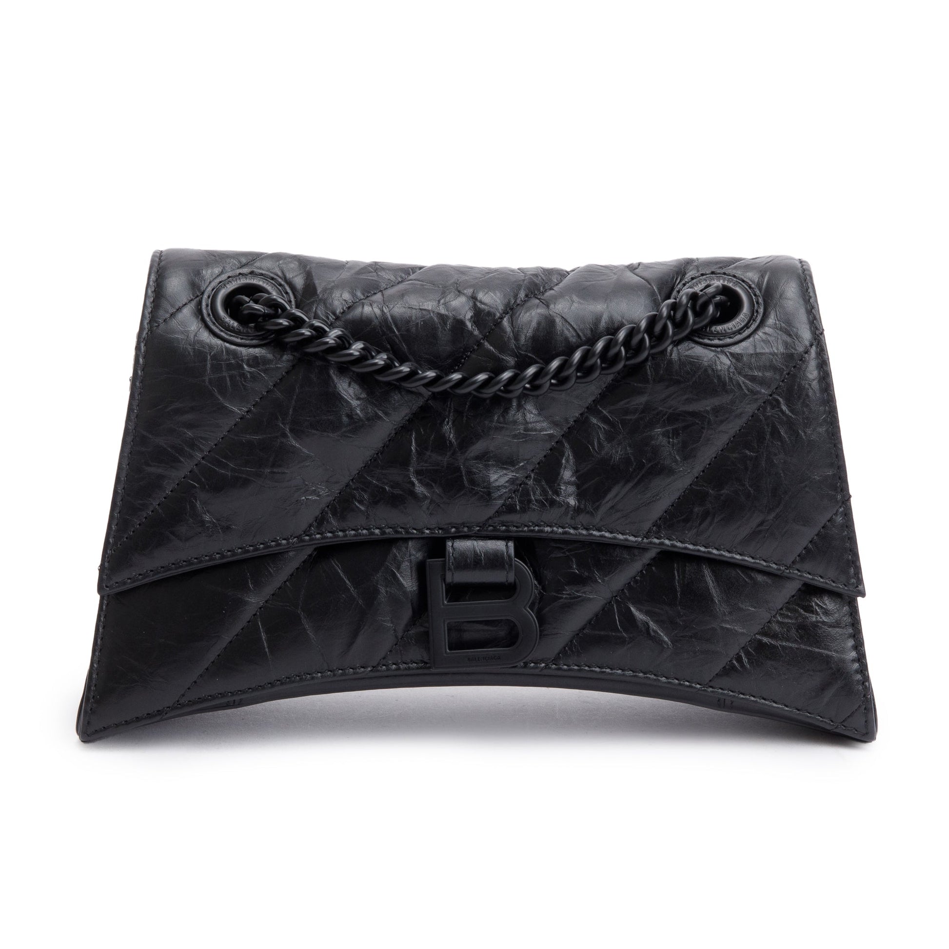 Balenciaga Crush Chain Shoulder Bag Leather Black