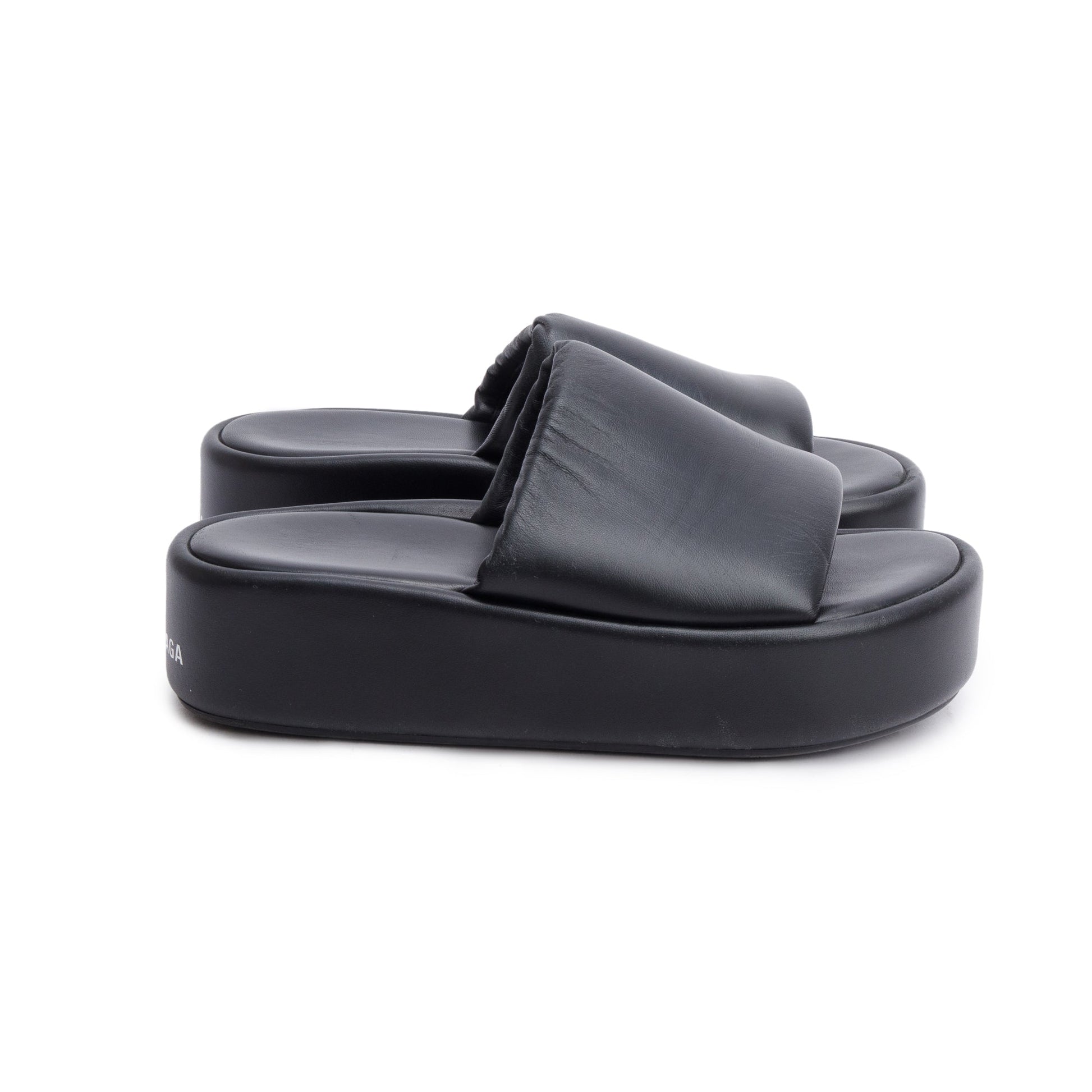 Balenciaga Leatherprinted Platform Slides Size Travel Bag Black