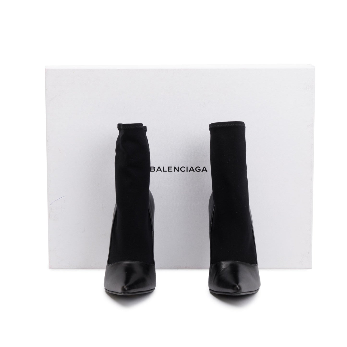 Balenciaga Spandex Knife Bootie Size Travel Bag Leather Black Shoes