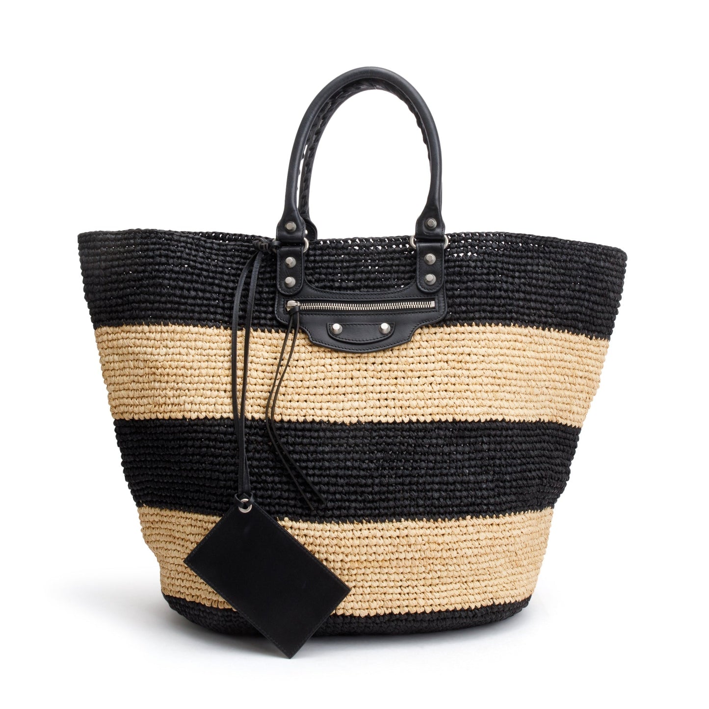 Balenciaga Beige Large Panier Tote Raffia Woven Tote Bag