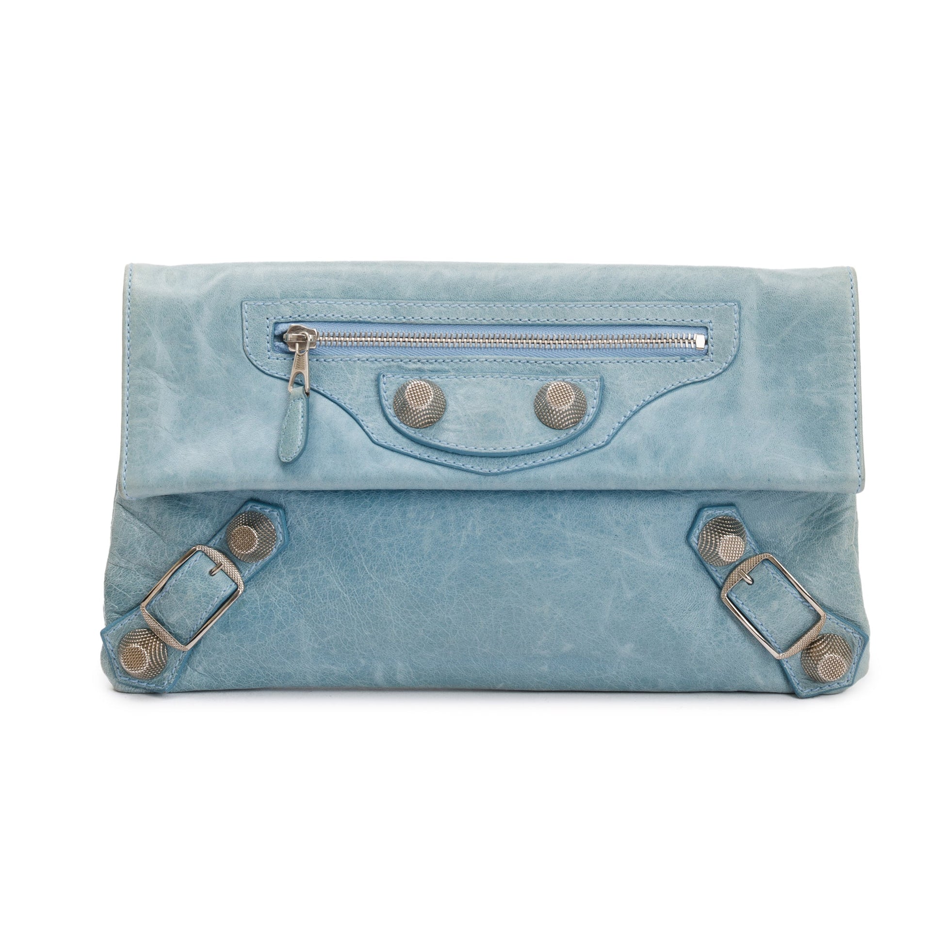 Balenciaga Agneau Giant Envelope Clutch Leather Blue Clutch Bag