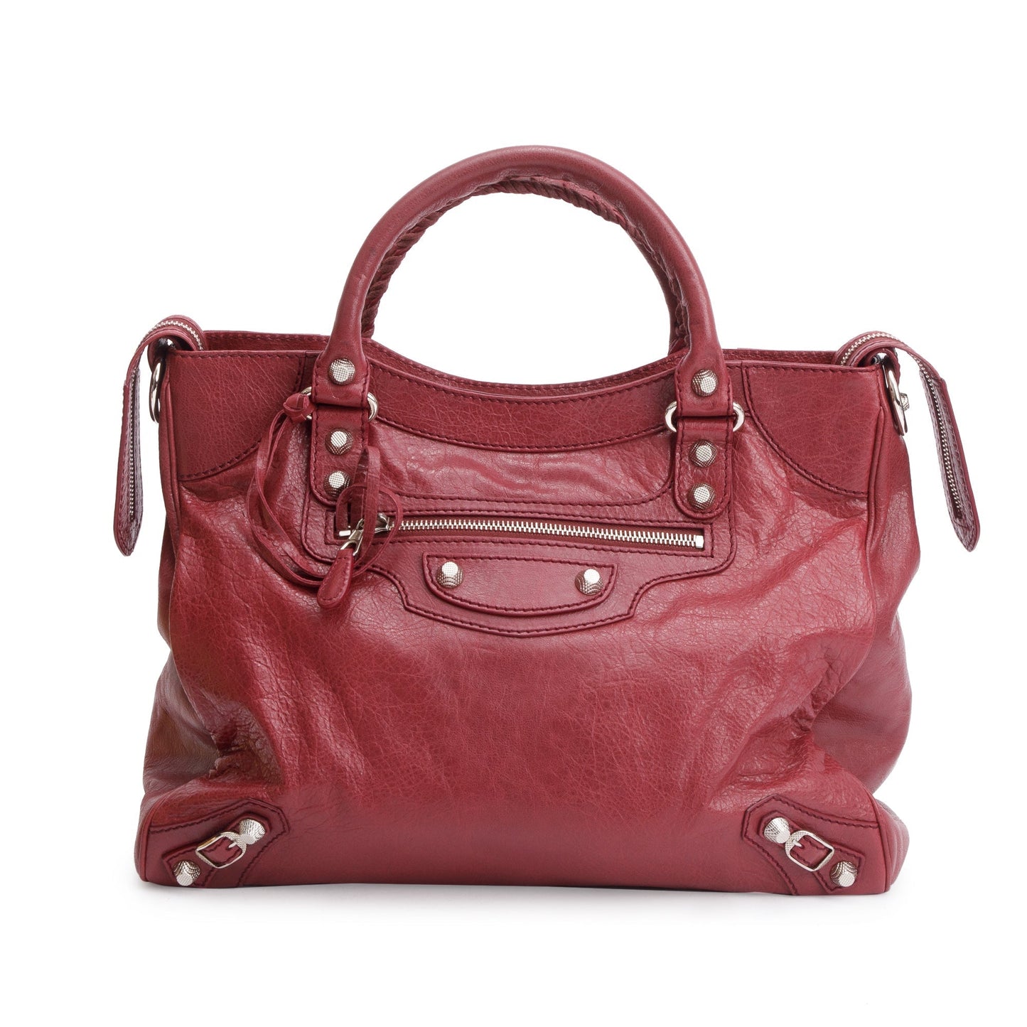 Balenciaga Burgundy Motocross Agneau Giant City Bag Leather Travel Bag