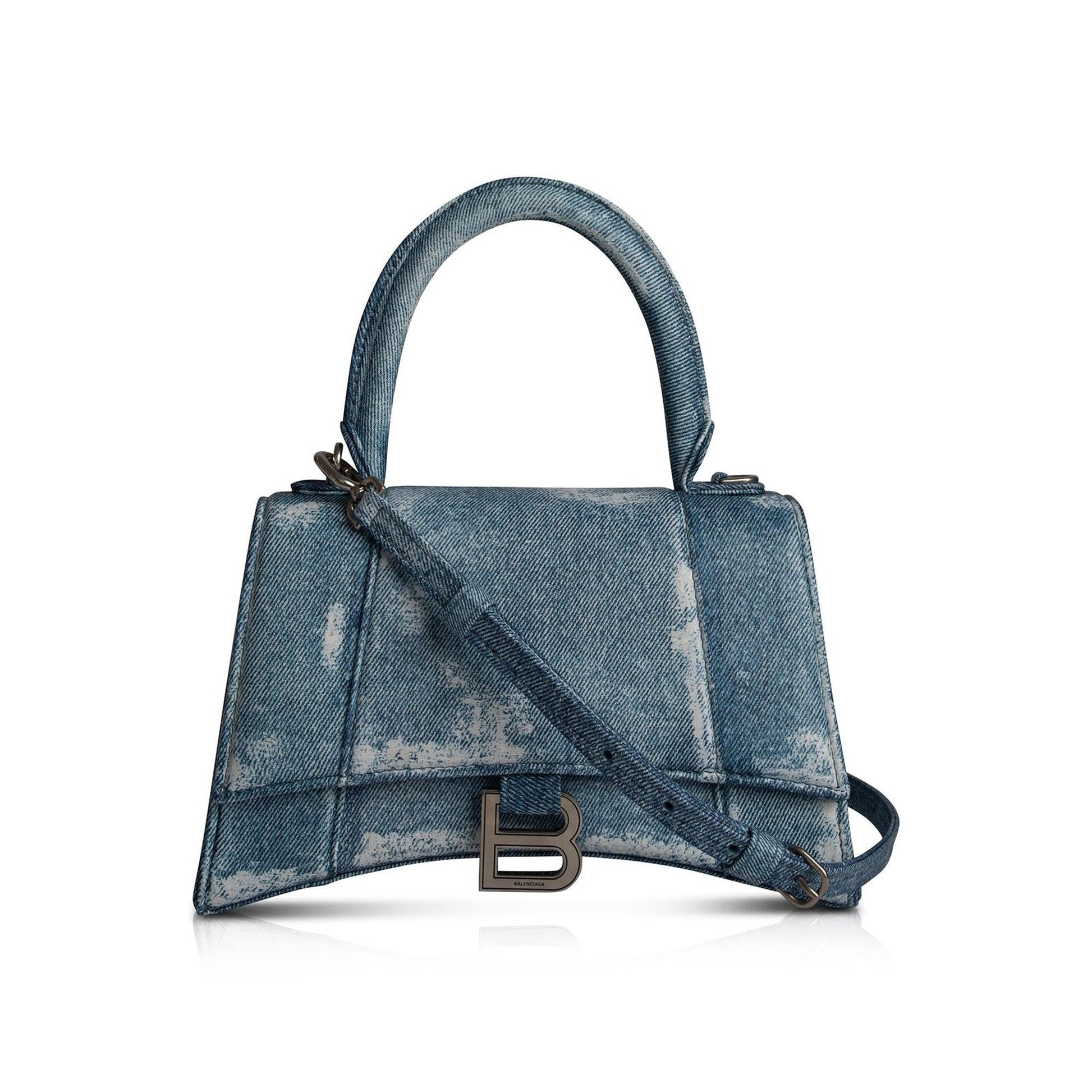 Balenciaga Hourglass Top Handle Bag Denim Small Travel Bag