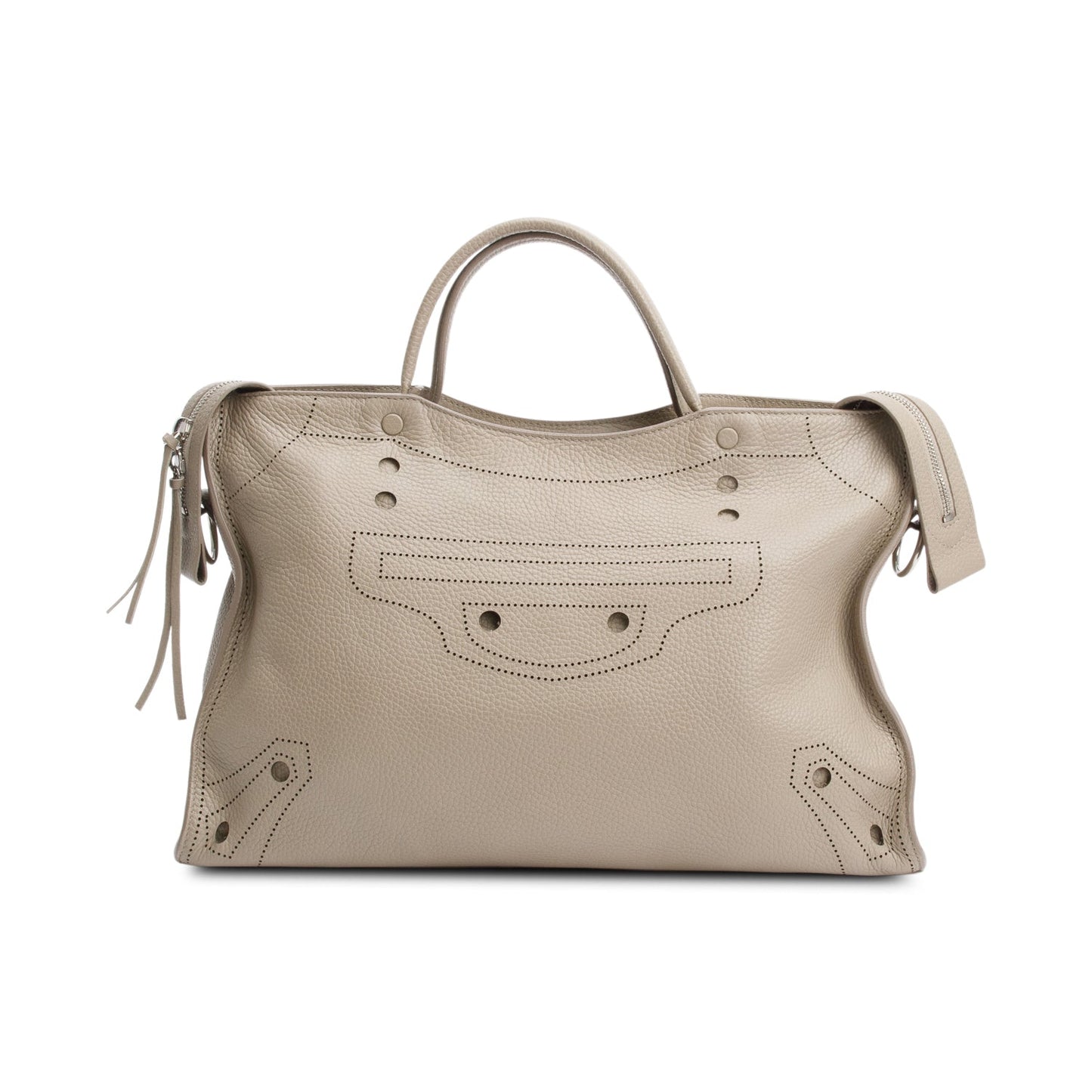 Balenciaga Grey Agneau Perforated Blackout City Bag Leather Travel Bag