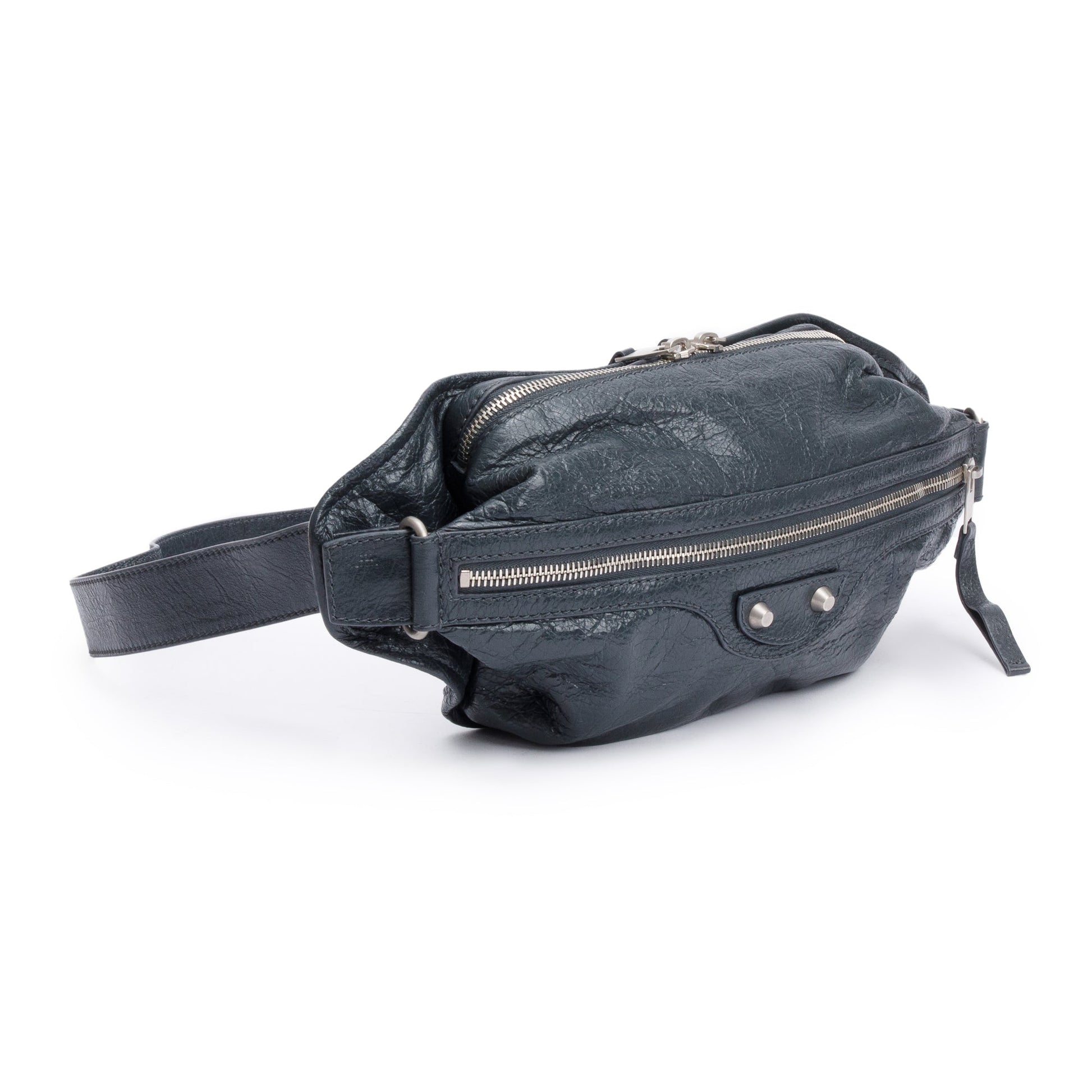 Balenciaga Grey Arena Classic Motocross Neo Lift Hip Leather Travel Bag